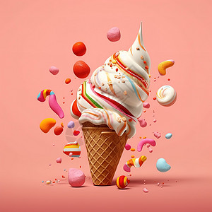 早点小吃夏天色彩缤纷冰淇淋雪糕插画