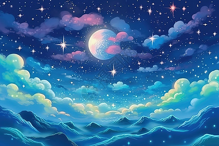 梦幻星空夜空插图图片