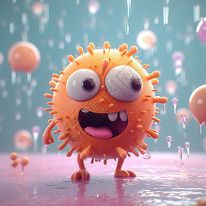 3D可爱的小病毒卡通细菌背景背景图片