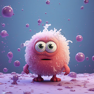 可爱化的小病毒细菌医疗生物背景图片