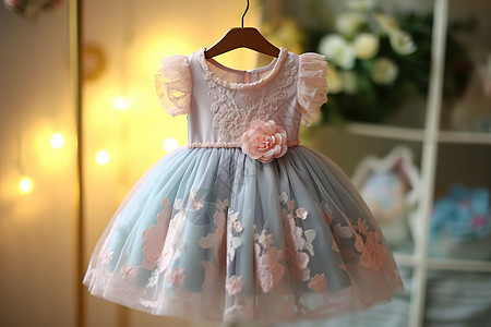 可爱宝宝童装裙夏装浅粉浅蓝色背景图片