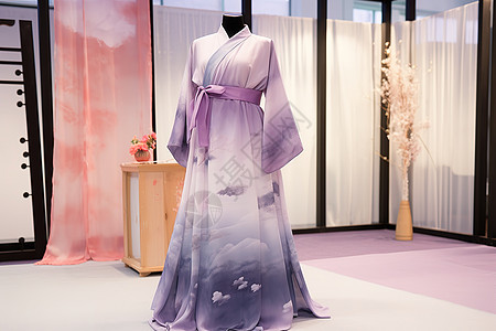 浅紫色夏装薄纱汉服中国风高清图片