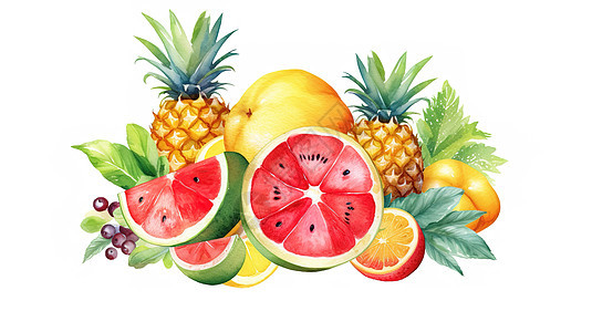 手绘新鲜的水果插图图片