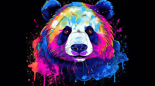 熊猫头T 恤设计卡通插图图片