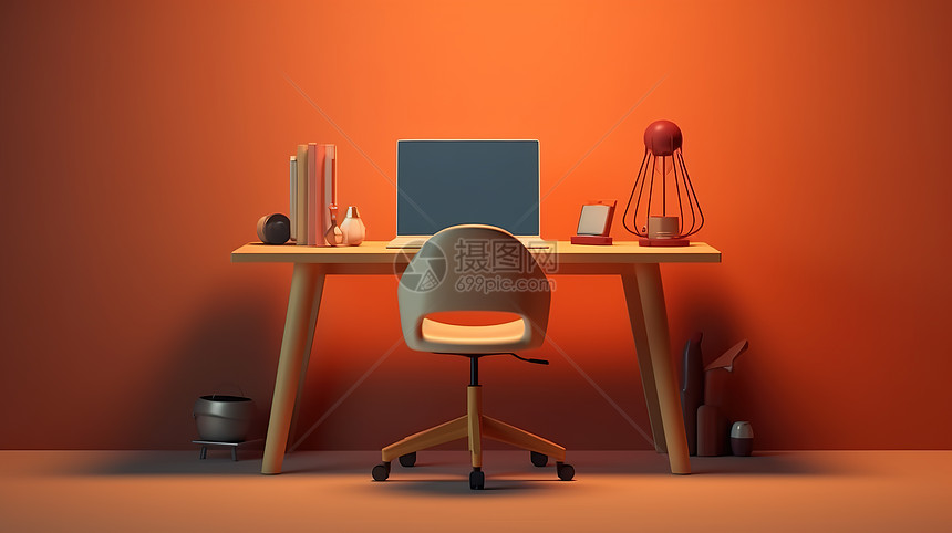 3D家庭办公桌设计模型图片