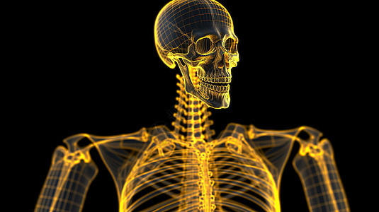 荧光灯下的人体骨架背景图片