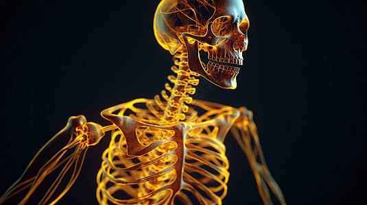荧光灯下的人体骨架背景图片