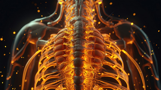 人的脊髓精细的线条和复杂的细节概念图图片