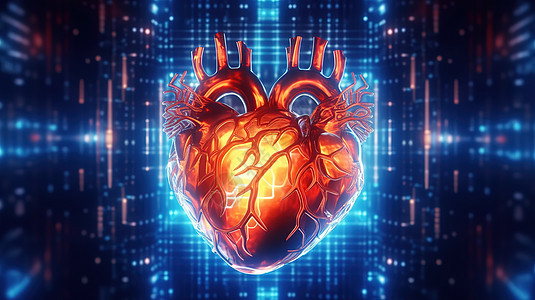 人类心脏数字网络技术概念图图片