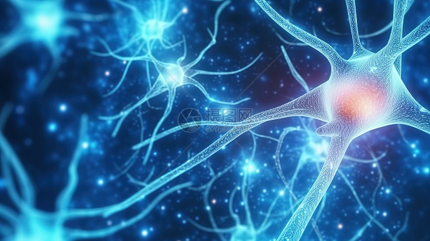 人类大脑神经元连接3D创意概念图图片
