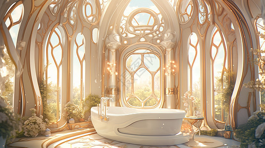 梦幻的浴室背景图片