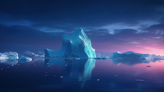平静的海洋漂浮着的冰山插图高清图片