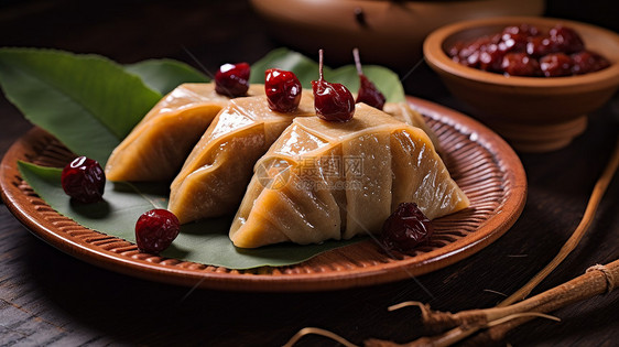 美味诱人的传统食物红枣粽子图片