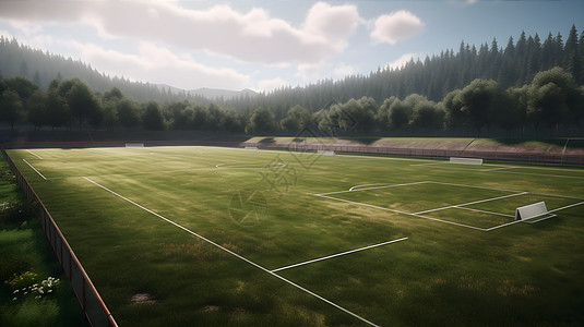 葱郁林间足球场背景图片