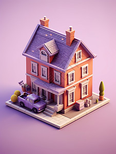 房屋3D模型3D模型楼房插画