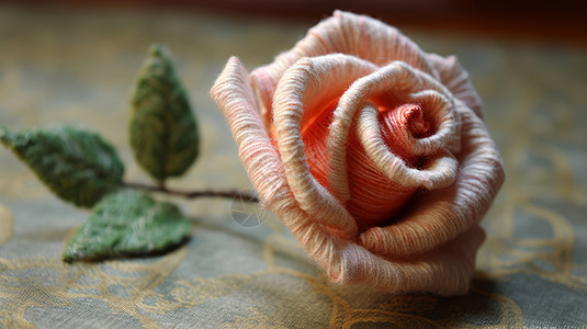 粉色玫瑰花毛线编织手工背景图片