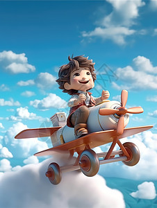 男孩开着小飞机在空中图片