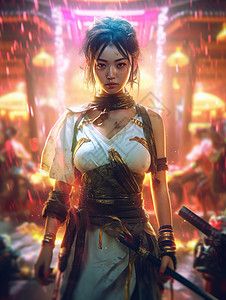中国女武士背景图片