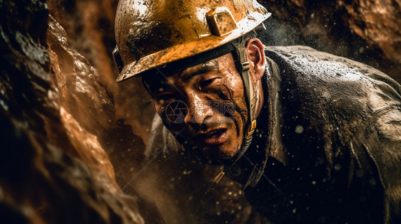 穿梭在泥浆里的矿工图片