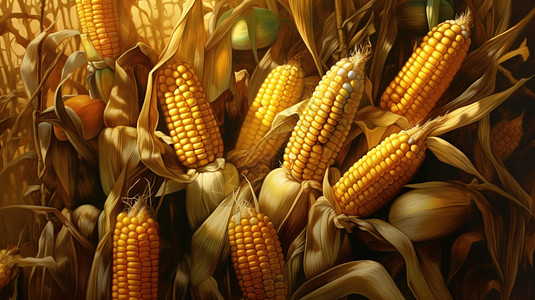 秋天丰收的玉米图片