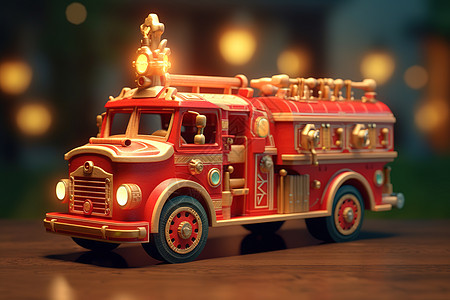 可爱消防车模型玩具3D图片