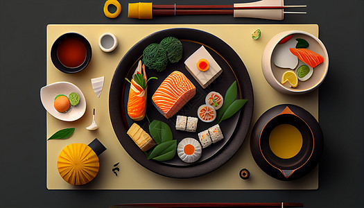 寿司手绘美味的餐饮食物图片