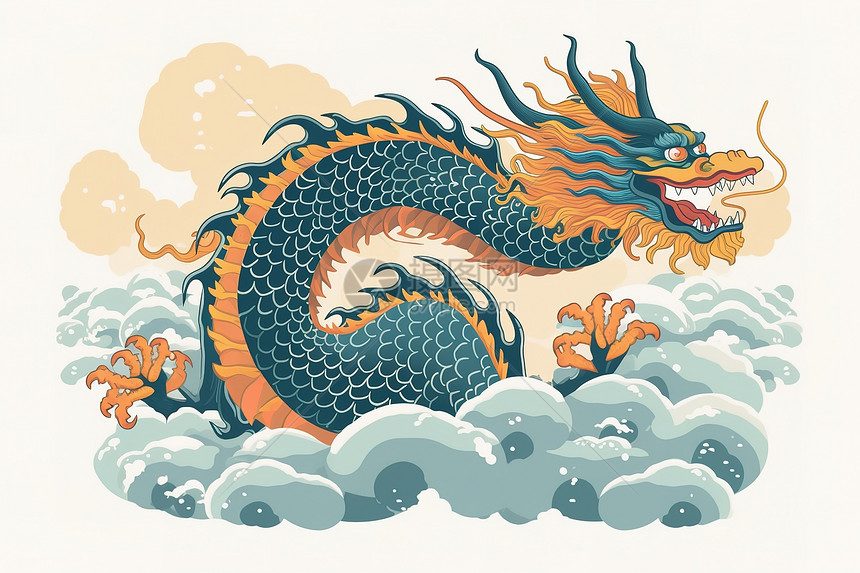 插画艺术中华龙Q版卡通中国龙插画图片下载-正版图片402487663-摄图网