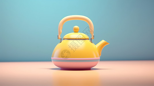 可爱的粉与黄撞色茶壶图片