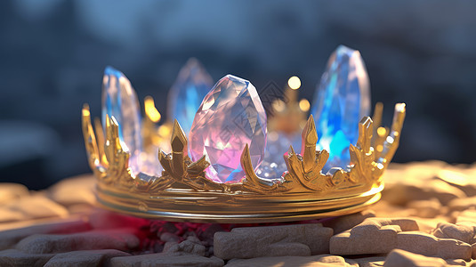 华丽的彩色水晶皇冠图片