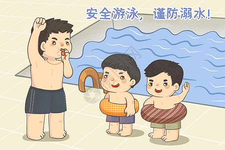 防溺水宣传游泳馆里学游泳的孩子图片