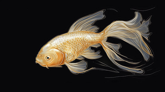 金色漂亮的鲤鱼卡通图片