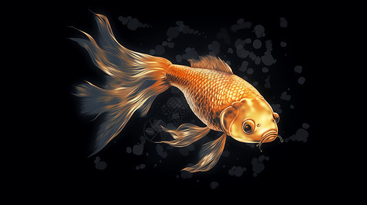 金色鲤鱼卡通立体观赏鱼背景图片