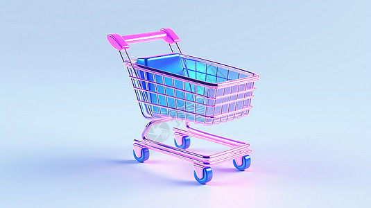 购物车粉色金属质感卡通立体购物车图片