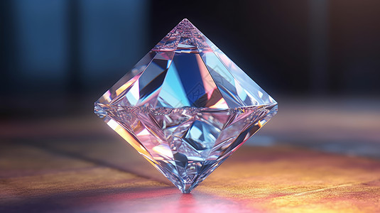 彩色宝石透明立体水晶多边形卡通大钻石插画