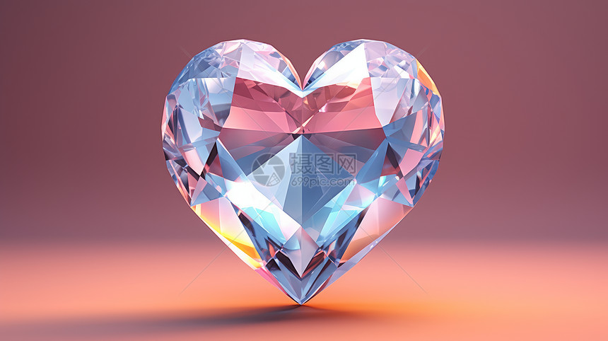 粉色透明爱心形状卡通大钻石图片