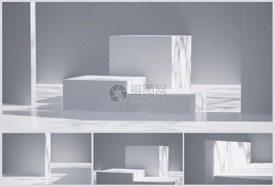 白色几何立体电商场景UE5.1模板图片