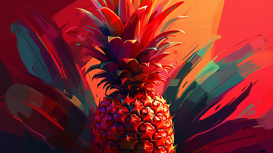 炫彩水果菠萝数字艺术背景图片