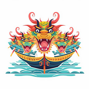 中国传统佳节端午节的龙舟龙头形象背景图片