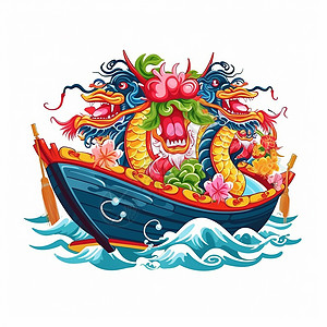 中国传统佳节端午节的龙舟龙头形象背景图片