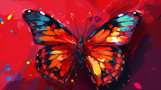 彩色蝴蝶绘画图片