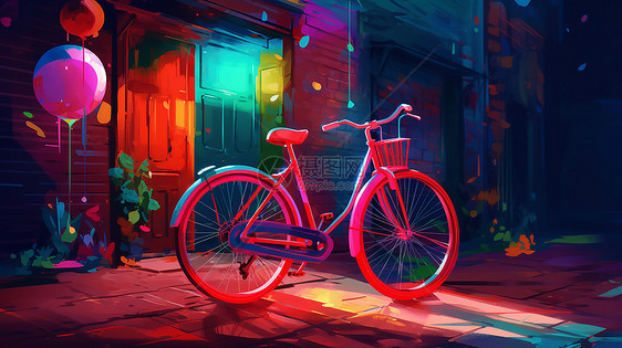 彩色自行车图片