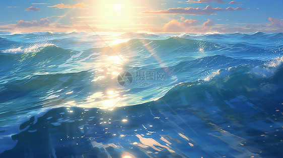 蓝色海洋生态环境插画用图图片