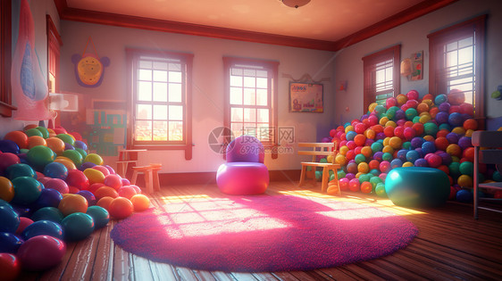 室内设计彩色皮克斯风格儿童房图片