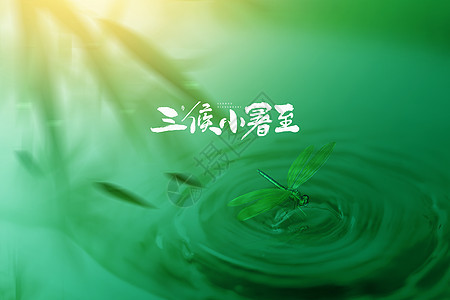 小暑绿色创意水滴水纹图片