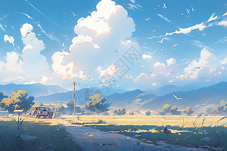 宫崎骏的夏天乡村风景图片