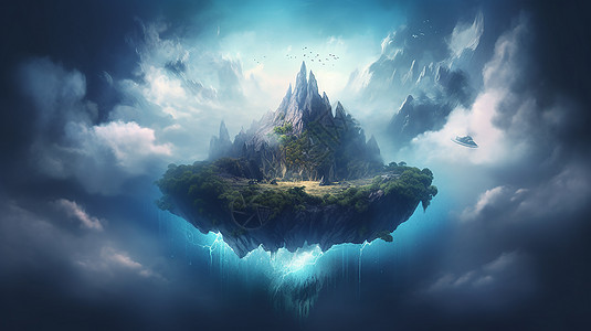 奇幻空中岛屿图片素材