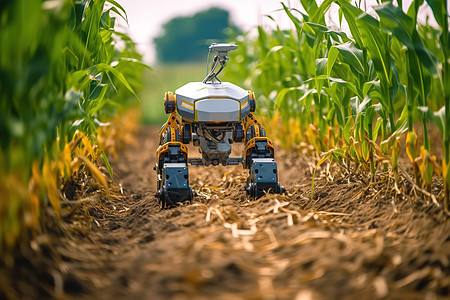 自动化机器人在玉米地里工作图片