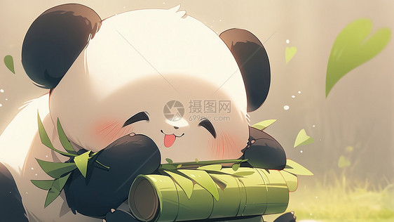 微笑的卡通大熊猫图片