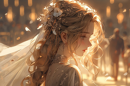 婚礼美丽的新娘动漫背景图片