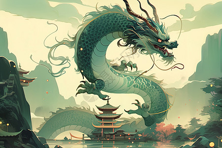 中国风端午节海报青龙背景图片